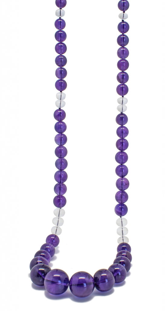 Amethyst and White Beryl gemstones necklace