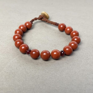 Red Jasper gemstone bracelet with wood clasp