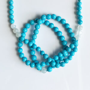 Turquoise and Moonstone gemstone necklace with 7mm beads