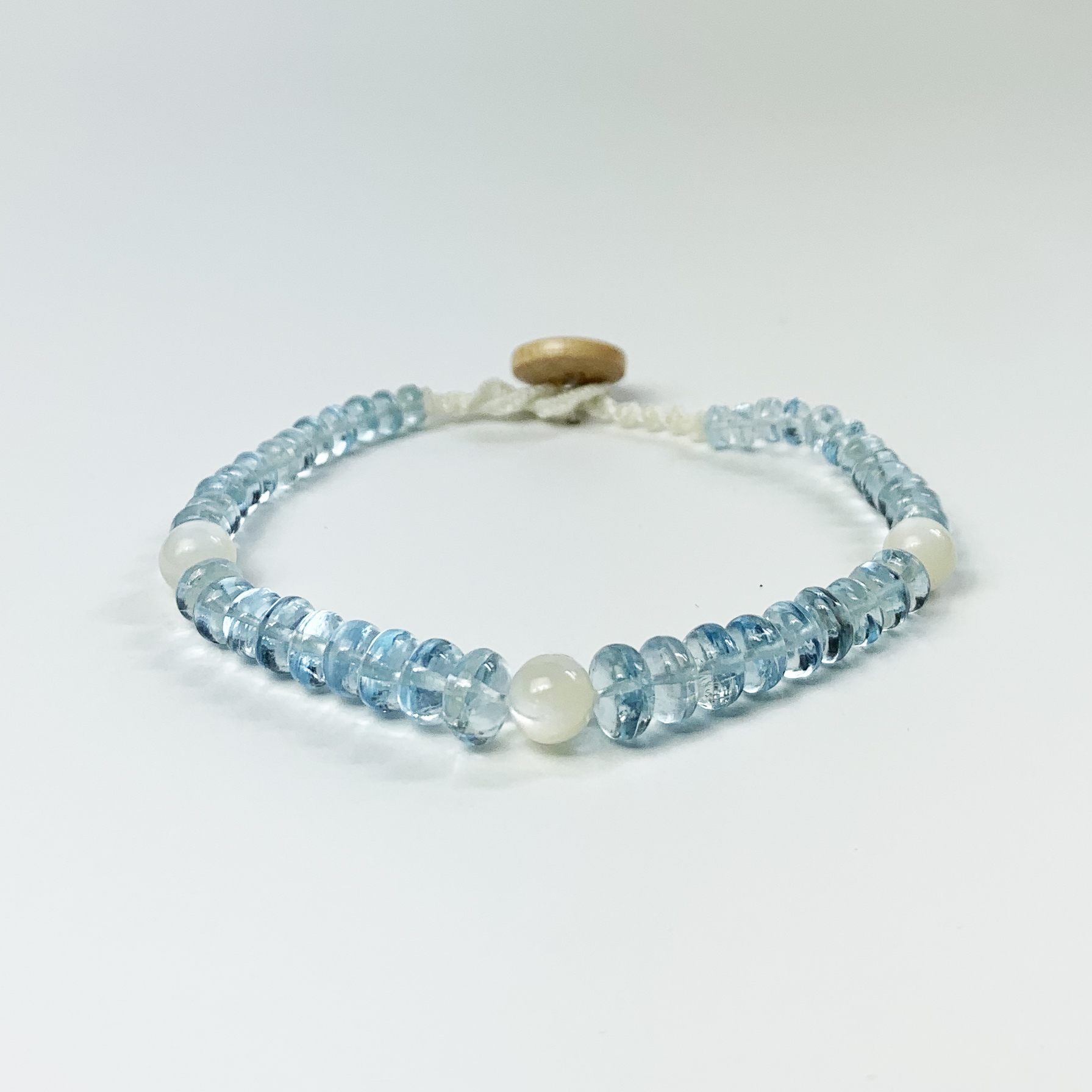 Round Beaded Bracelet - Aquamarine | Aqua Bracelet | Bead Bracelet