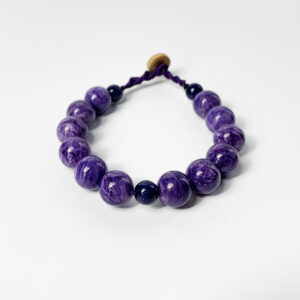 12mm charoite gemstone bracelet with wood clasp