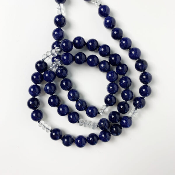 indigo gemstone necklace with white beryl