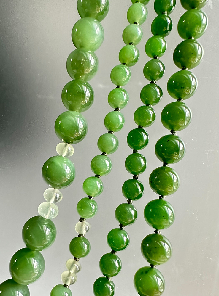 Antique Chinese Jade & Sterling Bead Necklace - Ruby Lane