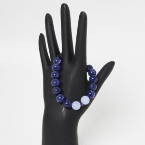beaded sodalite bracelet with blue chalcedony and blue sapphire