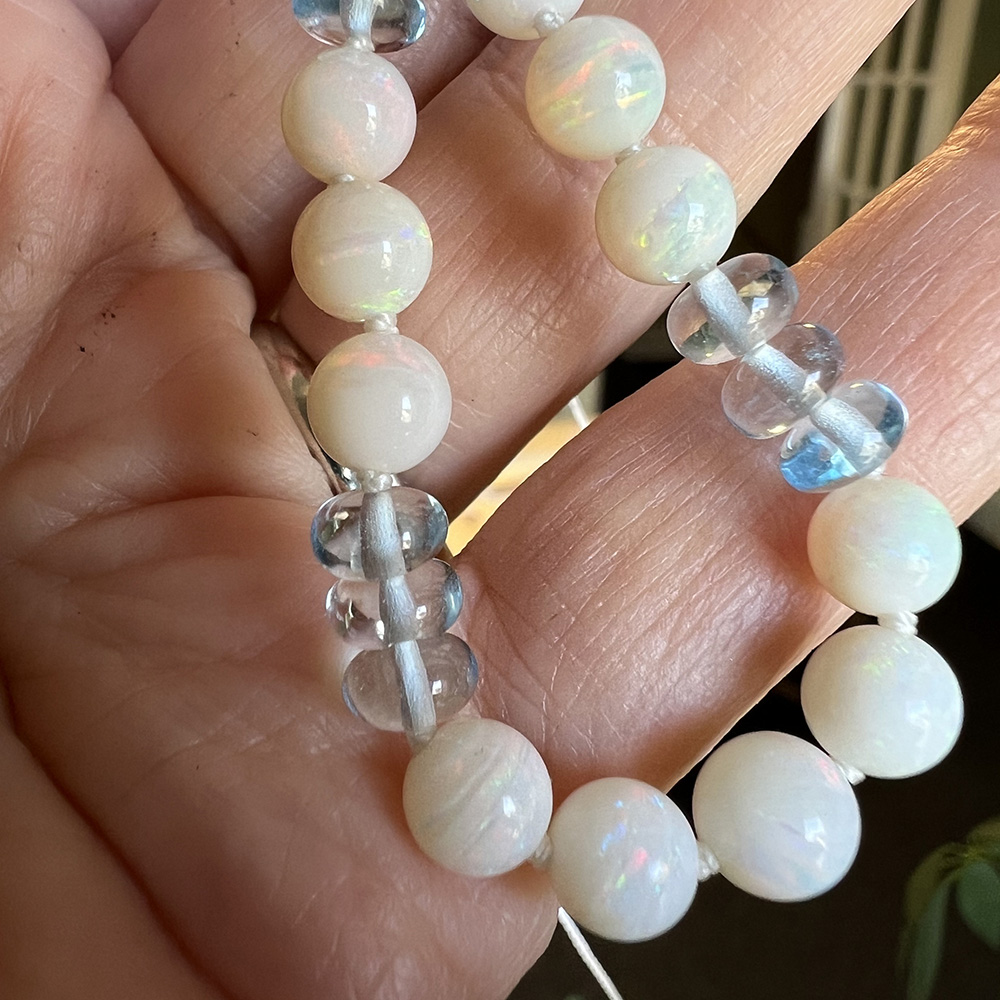 Aqua shops Calcedony and Natural Opal Bracelet