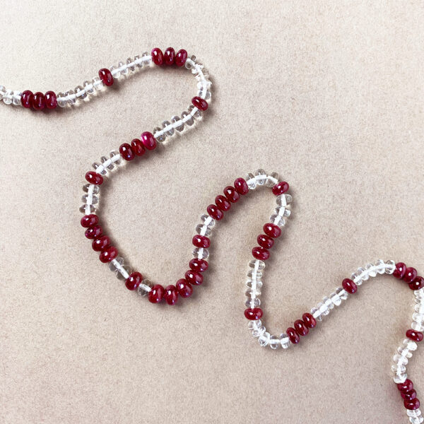 Ruby and White Beryl necklace with plain background