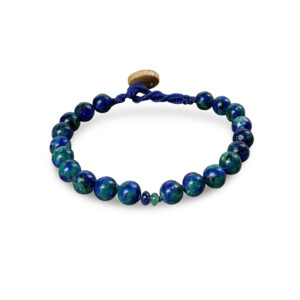 photo of azurite-malachite gemstone bracelet on white background