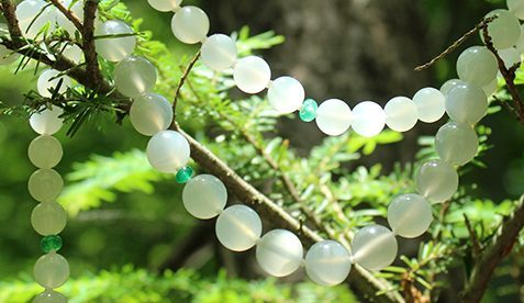 Moonstone & Emerald necklace on tree